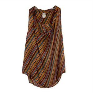 Haute Hippie multicolored silk cowl neck tank. S